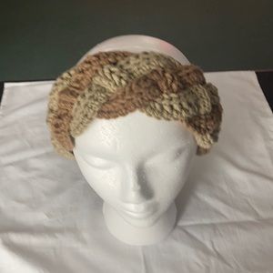 Hand crochet headband color medium brown and light brown